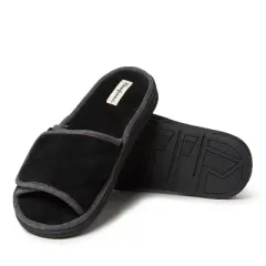 Dearfoams Mens Cooper Quilted Terry Adjustable Strap Slide Slipper