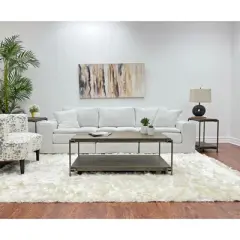 Dexmalle 3-Piece Metal Frame Wood Living Room Coffee Table and 2Tables Set