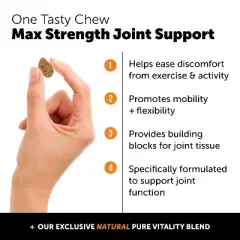 Pet Honesty Hip & Joint Health Max Strength Supplement Soft Chews for Dogs, 90 Ct