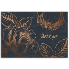 50ct Black Copper Flower Thank Card Pack