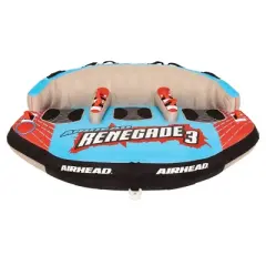 Airhead 3-Person Renegade Inflatable Towable Water Tube Seat Rider with Boat Pull Rope and Pump (AHRE-503)