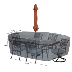 Summerset Shield Mercury Cover Fits Oval/Rectangle Table & Chairs with Ties, Velcro Closure, Elastic & Spring Cinch Lock