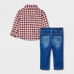 Baby Boys' Flannel Denim Top & Bottom Set - Cat & Jack&trade; Brown