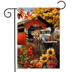 Briarwood Lane Fall Garden Flag 12x18 For Outdoor Autumn Covered Bridge For Fall Garden Flag Flags For Outside
