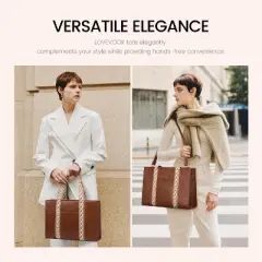 Laptop Tote Bag 15 Inch Vintage Work Bag,Waterproof Leather Computer Briefcase