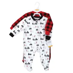 Hudson Baby Infant Boy Premium Quilted Zipper Sleep and Play, Buffalo Plaid Bear