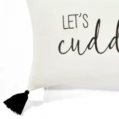 13"x20" 'Let's Cuddle' Family-Friendly Lumbar Throw Pillow Cover White - Lush D&eacute;cor