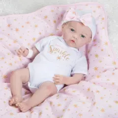 Paradise Galleries Reborn Baby Doll in Silicone-like Vinyl, 19 inch Newborn Girl Baby Bundles: Born To Sparkle, 7-Piece Ensemble