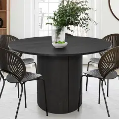 Dwen 46'' KD Manufactured Wood Foild with Grain Paper Round Top Pedestal Dining Table- The Pop Maison