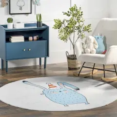 nuLOOM Eowyn Modern Rabbit Machine Washable Kids Area Rug