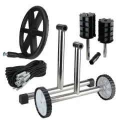 Pool Central Reel System with Stainless Steel Frame for 4'' Tubes for In-Ground Pool Covers 21" - Black/Gray