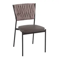 Set of 2 Braided Tania Faux Leather/Polyester Dining Chairs - LumiSource