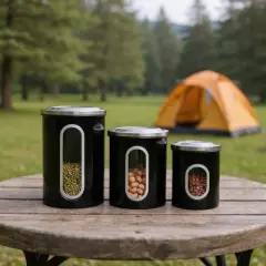 Fortune Candy 3 PCS Stainless Steel Canister Set with Anti-Fingerprint Lids & Visible Windows, Multipurpose Food Storage for Kitchen or Travel