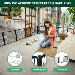 FXW Homeplus Indoor Dog Playpen - Stress-Free and Safe Play,Panels for Puppy and Small Dogs, Black│Patented