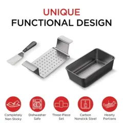 Elbee Home Premium Meatloaf Pan with Easy Removal Perforated Tray 9 Inch Durable Carbon Steel