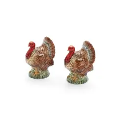 Spode Woodland Festive Turkey Salt & Pepper Shakers - Figural Thanksgiving Table Decor, Adds Holiday Flair & Functionality - 3.5" Tall, Hand Wash