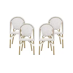 GDFStudio Brandy Outdoor Wicker Weave Bistro Chairs (Set of 4)