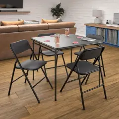 COSCO 5-Piece Folding Fabric Dining Set & 34" Vinyl Card Table
