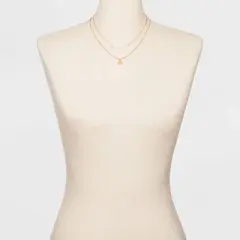 Filigree Disc with Glitter Layered Necklace - A New Day&trade; Gold