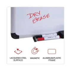 Universal Magnetic Steel Dry Erase Marker Board, 24 x 18, White Surface, Aluminum/Plastic Frame