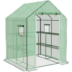 NicBex 7'x5'x6' Greenhouse with Mesh Door and Vent Windows, UV protective for Growing Flowers, Herbs, Vegetables, Saplings