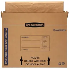 Fellowes Bankers Box 4pk Medium TV Picture Mirror Moving Box 37"x 4"x 27": Corrugated Paper, Brown, File Sorters & Holders