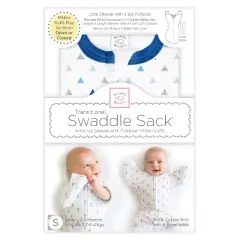 SwaddleDesigns Transitional Swaddle Sack Wearable Blanket - Blue Tiny Triangles - S - 0-3 Months