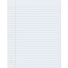 Pacon Composition Paper, White, 3-Hole Punched, Red Margin, 3/8" Ruled, 8-1/2" x 11", 500 Sheets