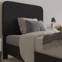 Platform Bed with Headboard and Fabric Upholstered Frame 14 Wooden Slats - Merrick Lane