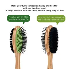 Greenbone Pet Spa Bamboo Double Sided Pet Brush - Gentle on the face & sensitive areas - Premium quality