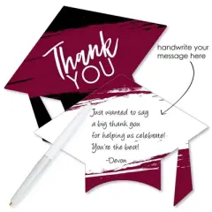 Big Dot of Happiness Maroon Grad - Best is Yet to Come - Shaped Thank You Cards - Burgundy Grad Party Thank You Note Cards with Envelopes - Set of 12