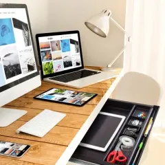 Mount-It! Large Under Desk Pencil Drawer | 21.25 Width | Ball Bearing Slides Out Tray Organizer for Paper, Pencil, and Office Accessories | Black