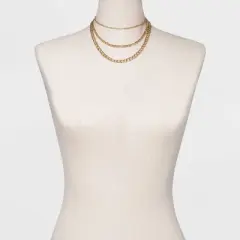 16" Layered Curb Chain Necklace - A New Day&trade; Gold