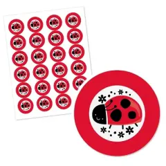 Big Dot of Happiness Happy Little Ladybug - Baby Shower or Birthday Party Circle Sticker Labels - 24 Count