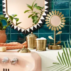 18" x 24" Wood Resin Decorative Wall Mirror Brown - Opalhouse&trade; designed with Jungalow&trade;