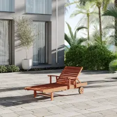 Amazonia Fiji Eucalyptus Wood Outdoor Patio Chaise Lounge Brown: All-Weather, UV-Resistant