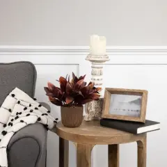 Northlight 8" Two-Tone Artificial Foliage Plant in a Textured Lined Pot