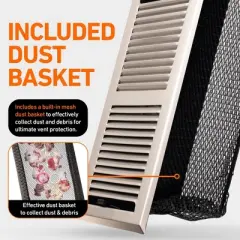Home Intuition Contemporary Floor Vent Covers 2X10 Inch with Mesh Cover Trap Heat and Air Walkable Metal Floor Vent for HVAC Duct, Satin Nickel