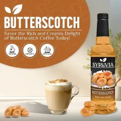 Syruvia Butterscotch Syrup - 25.4 fl oz. Premium Flavoring Syrup For Coffee