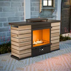 EAGLE PEAK Smokeless Rectangular Propane Gas Fireplace with Rain Cover & Auto Ignition 50,000 BTU for Outside Patio
