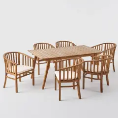Alondra 7pc Acacia Wood Rectangular Dining Set - Teak - Christopher Knight Home