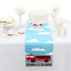 Big Dot of Happiness Fired Up Fire Truck - Petite Firefighter Firetruck Baby Shower or Birthday Party Paper Table Runner - 12 x 60 inches