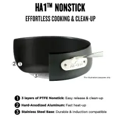 All-Clad 4 Quart Nonstick Saute Pan with Lid, HA1 Hard Anodized Cookware, Black