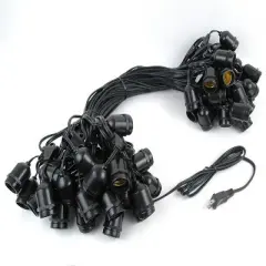 Novelty Lights Edison Outdoor String Lights with 50 Suspended Sockets Black Wire 100 Feet
