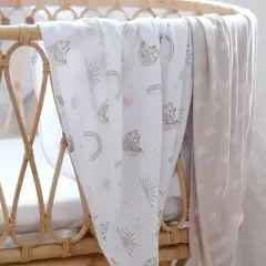 Living Textiles|2PK Jersey Swaddle - Rainbow Sloth