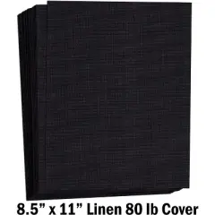 Hamilco Colored Cardstock Scrapbook Paper 8.5x11 Linen Textured Color Card Stock Paper Black 80 lb Cover 50 Pack