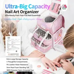 SAVILAND Nail Polish Organizer Bag: PU Leather Nail Kit Organizer