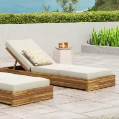 Christopher Knight Home Mira Outdoor Adjustable Acacia Wood Chaise Lounge with Cushion