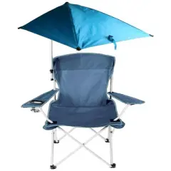 LakeForest "Ultimate Foldable Beach Chair with Detachable Umbrella and Adjustable Canopy &ndash; Perfect for Camping, Travel, and Poolside Relaxation!" Blue