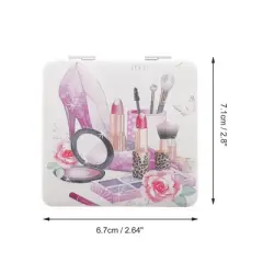 Unique Bargains Women Durable Square Shape Handheld Mirror for Travel Pink Purple 1 Pc